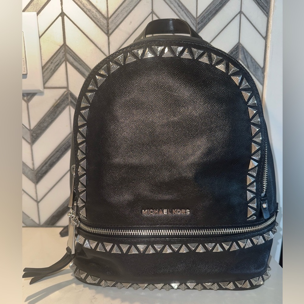 Michael Kors Black Leather Studded Backpack